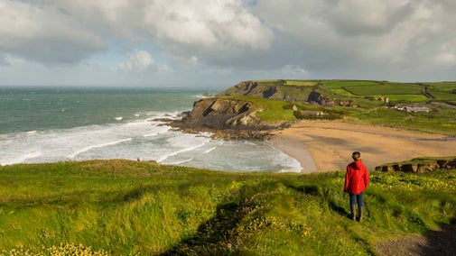 Visitor at Gunwalloe Church Cove, Lizard Peninsula